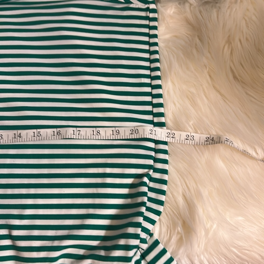 Donna Morgan Green and White Striped Mini Dress Size 12 - Picture 6 of 8